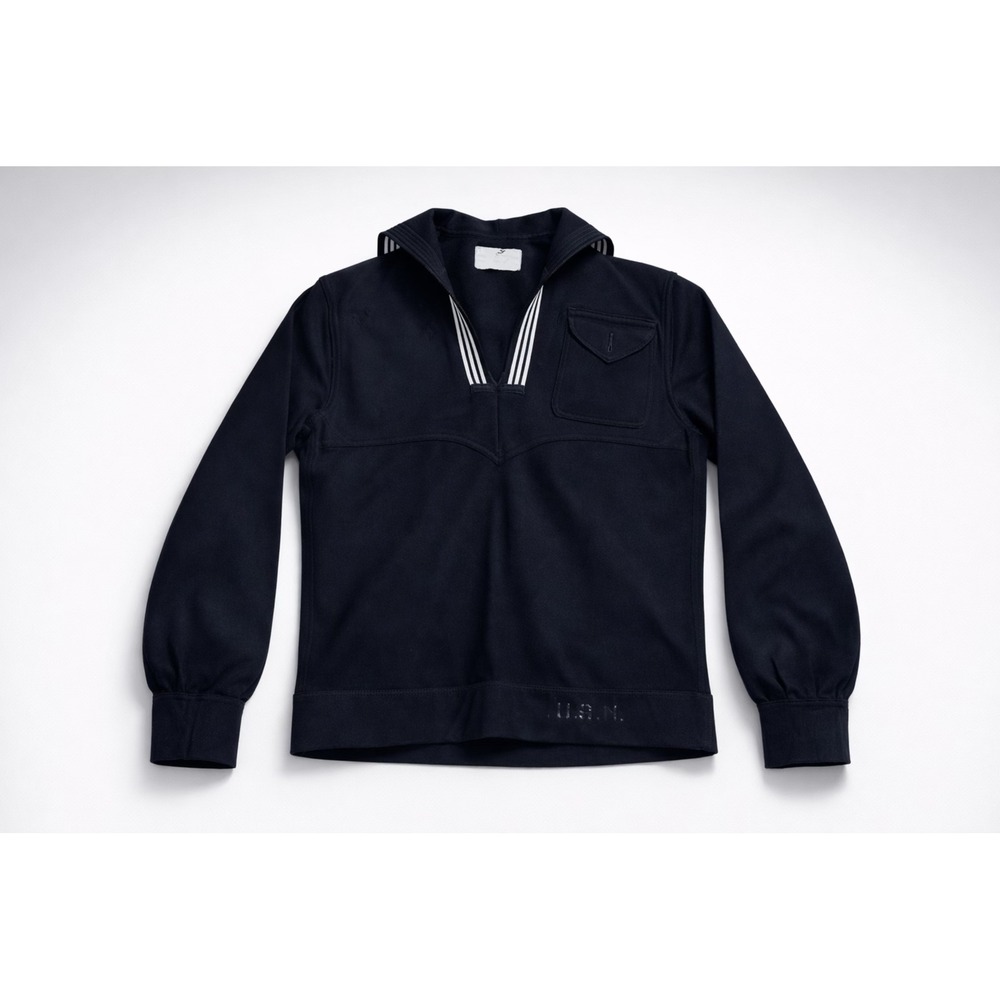 40's US Navy Sailor Jumper Blue Cracker Jack Top Vintage Utility Maritime-S